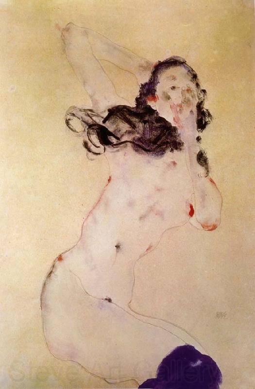 Egon Schiele Female Nude with Blue Stockings Norge oil painting art